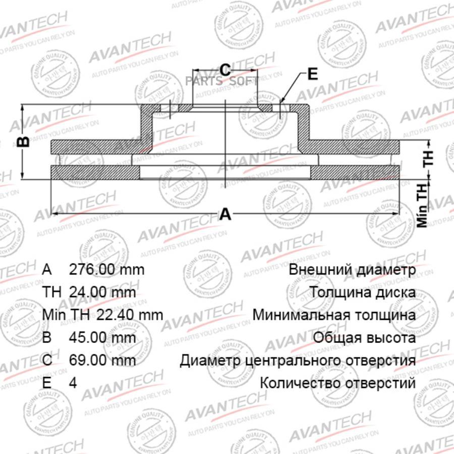 

Диск тормозной AVANTECH br0541s