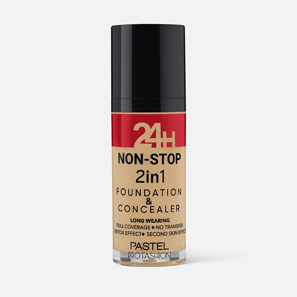 Основа тональная Pastel Profashion 24h non-stop 2in1 Foundation Concealer №604, 30 мл