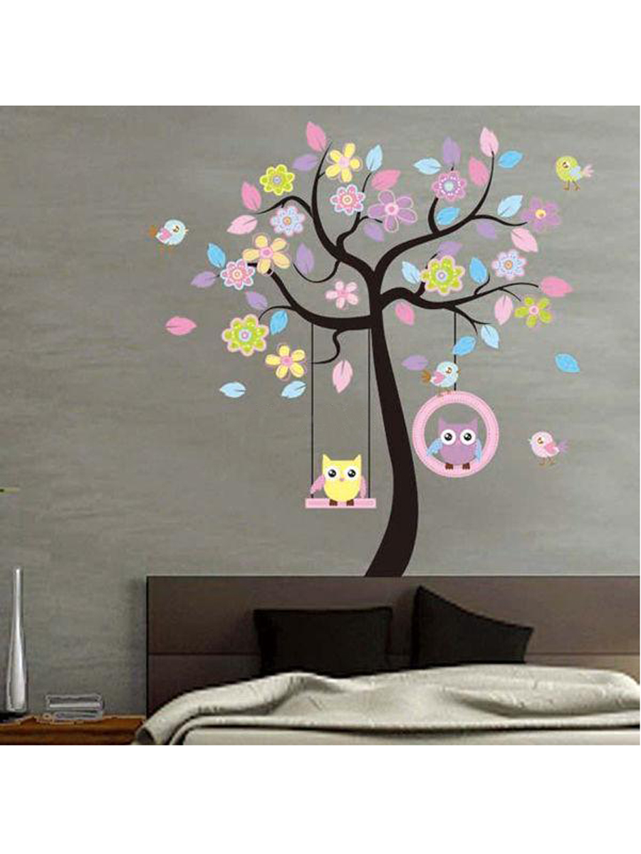 

Интерьерная наклейка на стену, Cute owls, 170*160, WallTattooz WT-04, Разноцветный, WT-04