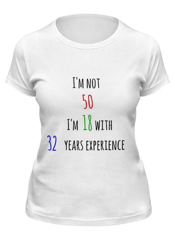

Футболка женская Printio I'm not 50 белая L, Белый, I'm not 50