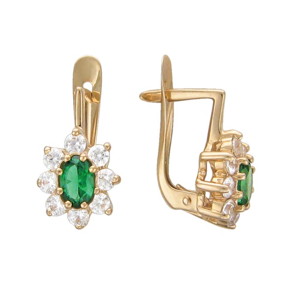 

Серьги из красного золота с изумрудом Эстет 01С210584-3, 01С210584-3