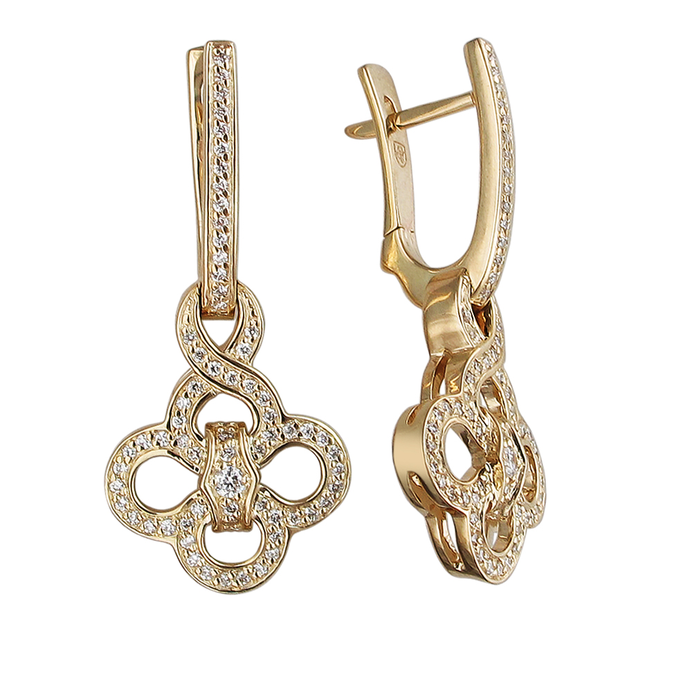 

Серьги из желтого золота с бриллиантом Эстет 01С6311554, 01С6311554