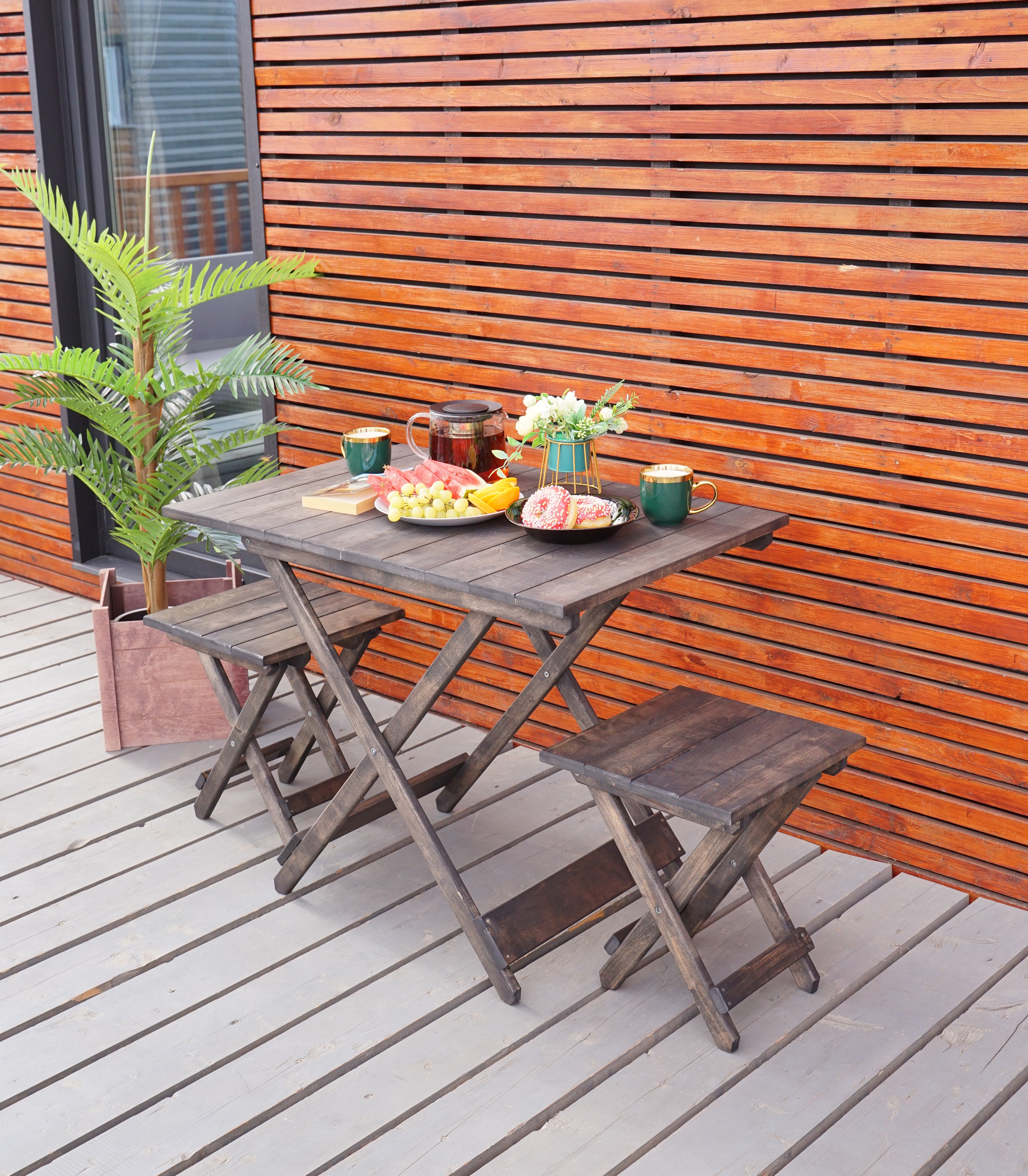 Комплект деревянный стол и табуретки для бани и дачи SOGO SKLSTOLTAB2-BLACK 7590₽