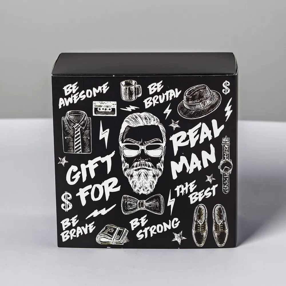 

Коробка подарочная Дарите Счастье Gift for real man 14 х 14 х 8 см, Черный