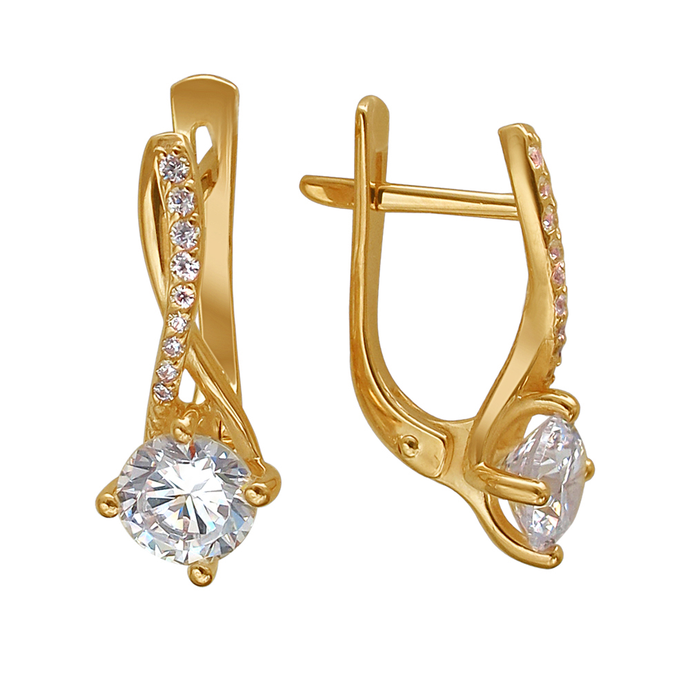 

Серьги из желтого золота с фианитом Эстет 01С138527, 01С138527