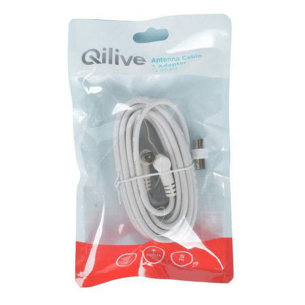 фото Кабель телевизионный qilive с адаптером 5 м антенный кабель qilive с адаптером, 5 м