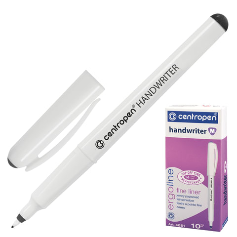 

Ручка капиллярная (линер) ЧЕРНАЯ CENTROPEN Handwriter, трехгранная, линия 0,5 мм, 20 шт