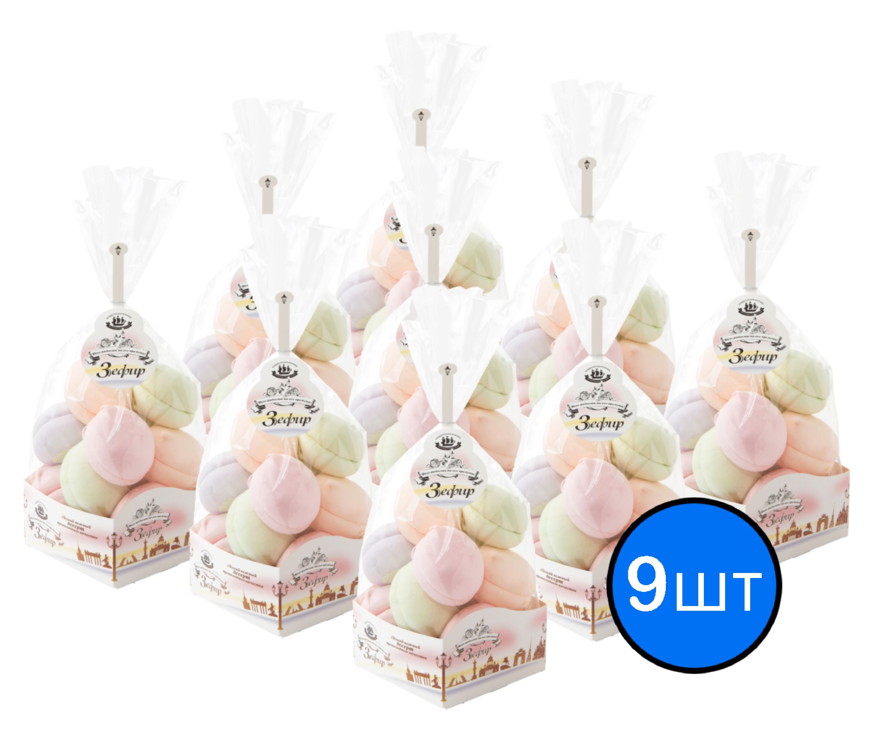 

Зефир Ассорти "Французский десерт", КФ КРОНШТАДТСКАЯ, 380г х 9шт