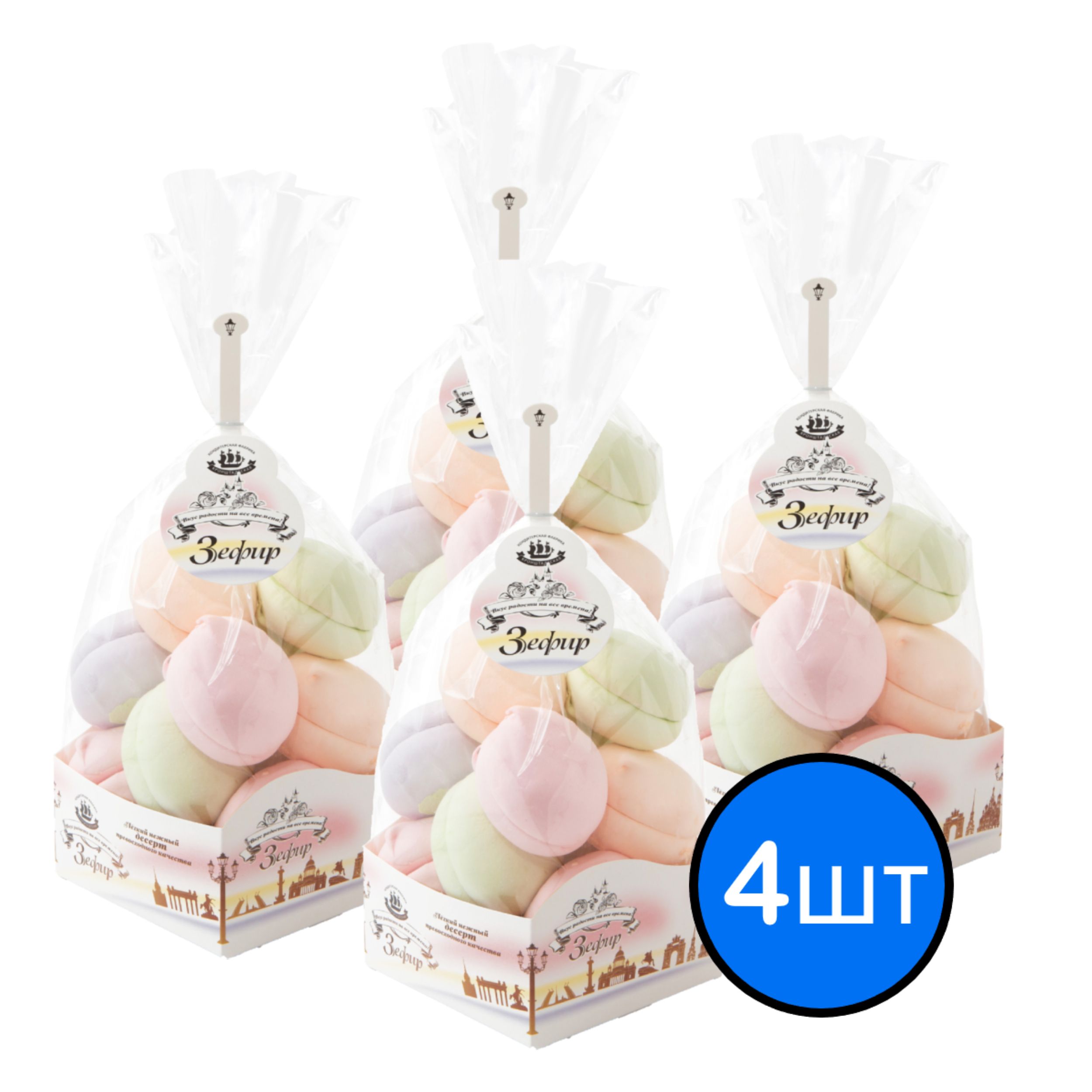 

Зефир Ассорти "Французский десерт", КФ КРОНШТАДТСКАЯ, 380г х 4шт