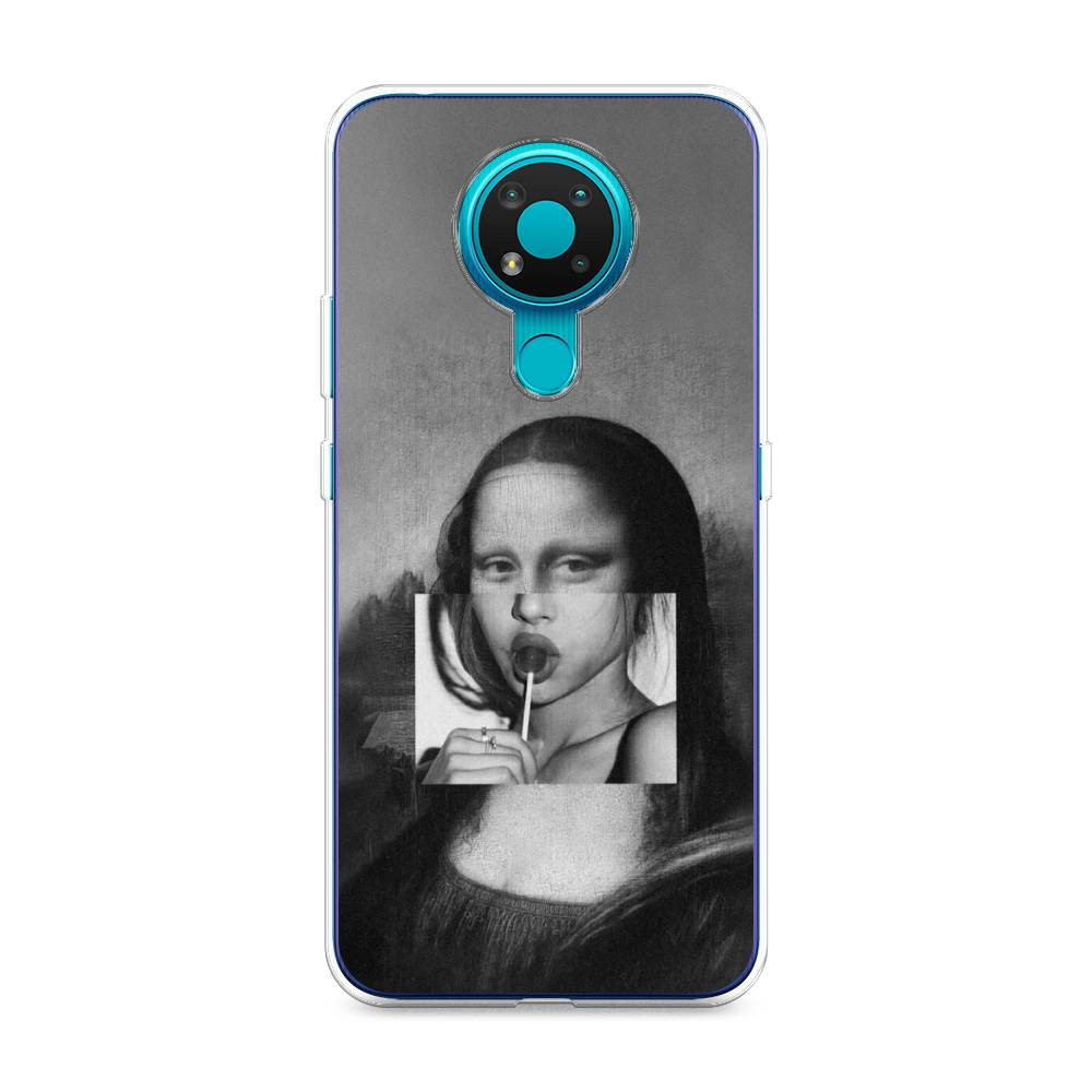 

Чехол Awog на Nokia 3.4 / Нокиа 3.4 "Mona Lisa sucking lollipop", Серый, 123750-9
