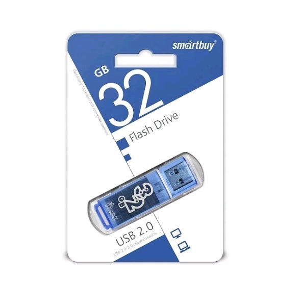 USB накопитель 32 GB Smart Buy Glossy Series Blue 2.0