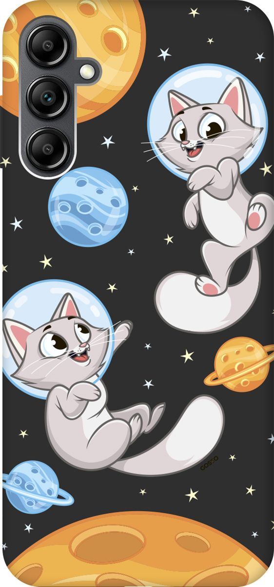 

Чехол на Samsung Galaxy A14 с 3D принтом "CosmoCats" черный, Черный;серый, 158810