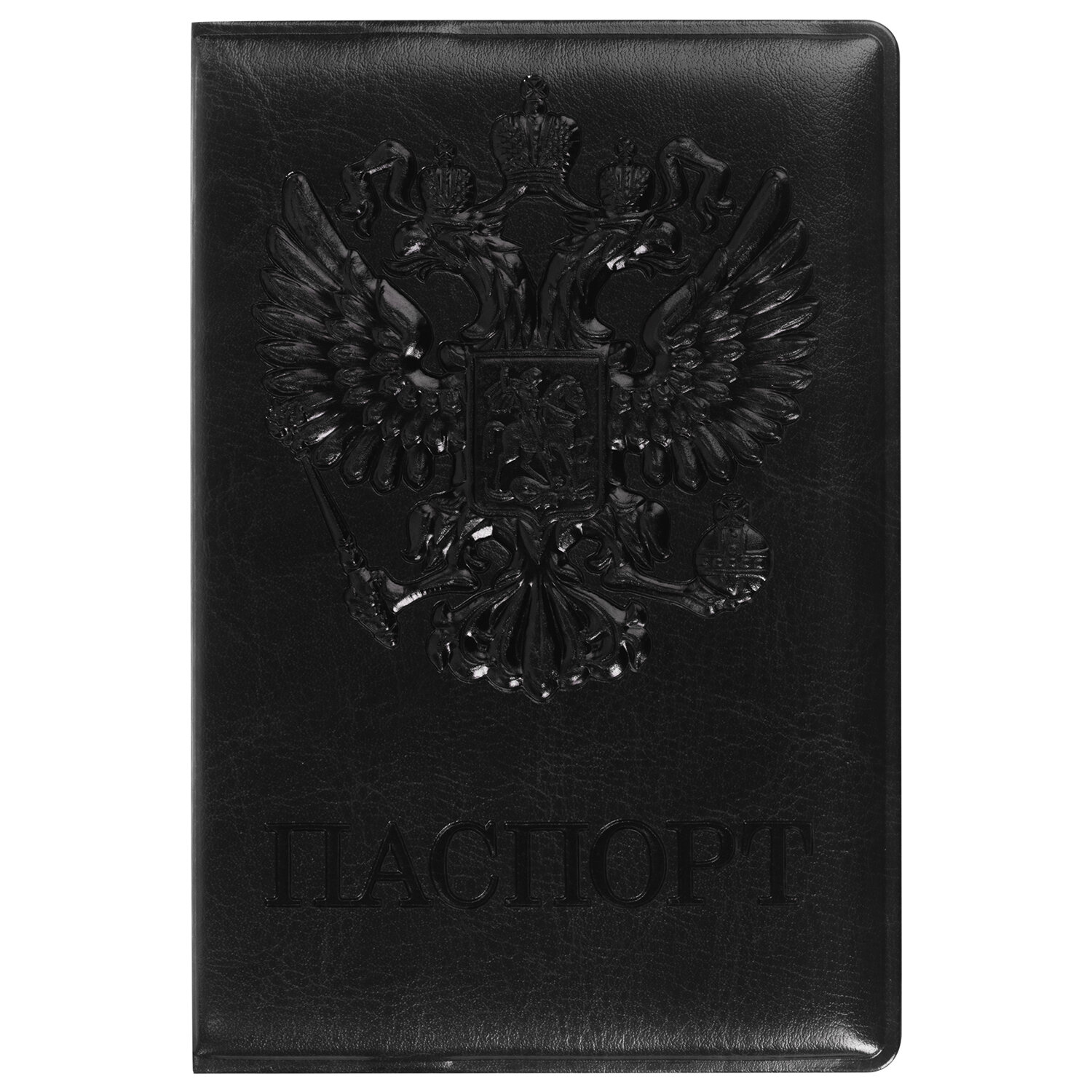 Обложка для паспорта Staff полиуретан под кожу, с гербом, чёрный