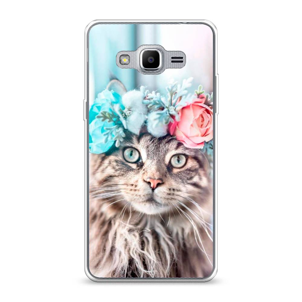 

Чехол Awog на Samsung Galaxy J2 Prime 2016 / Самсунг J2 Prime 2016 "Кот в венке", Серый;голубой;розовый, 22350-2