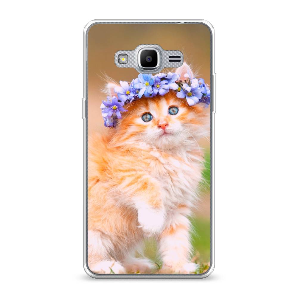 

Чехол Awog на Samsung Galaxy J2 Prime 2016 / Самсунг J2 Prime 2016 "Рыжий кот в венке", Коричневый;синий, 22350-1
