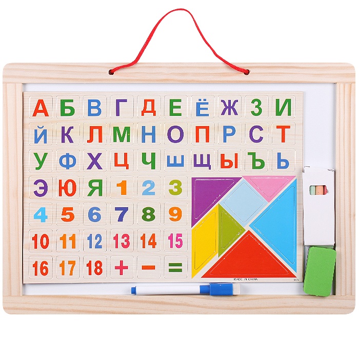 

DV-10805 Доска для рисования двусторонняя 27*37см (доска,мелки,губка,магниты,маркер)