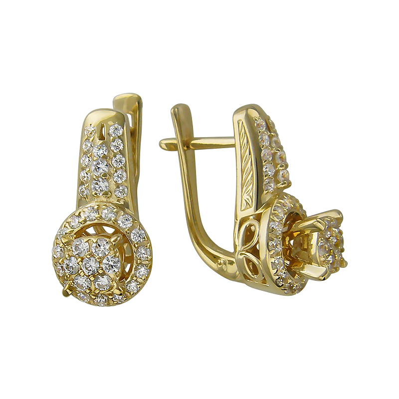 

Серьги из желтого золота с фианитом Эстет 01С138470, 01С138470