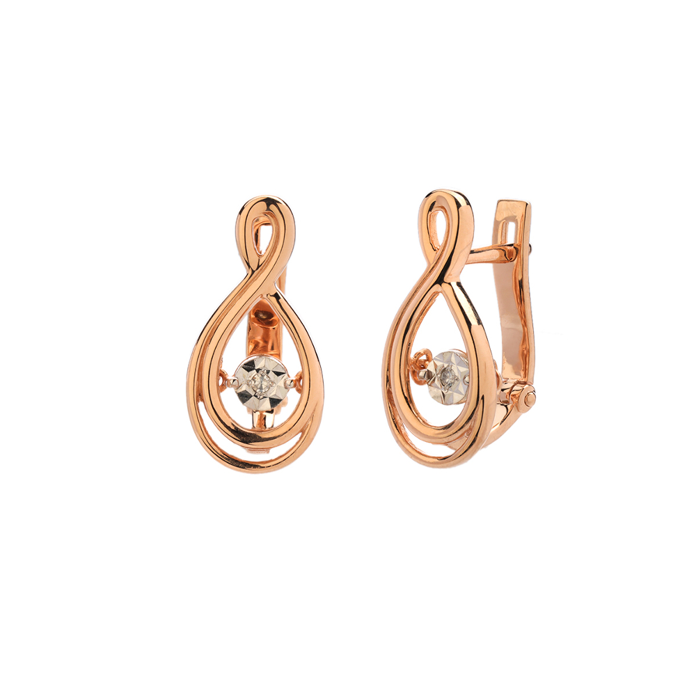 

Серьги из красного золота с бриллиантом Эстет 01С667963, 01С667963