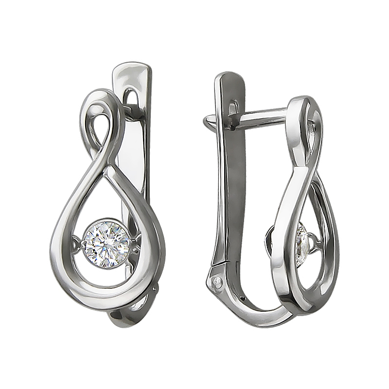 

Серьги из белого золота с фианитом Эстет 01С127962, 01С127962