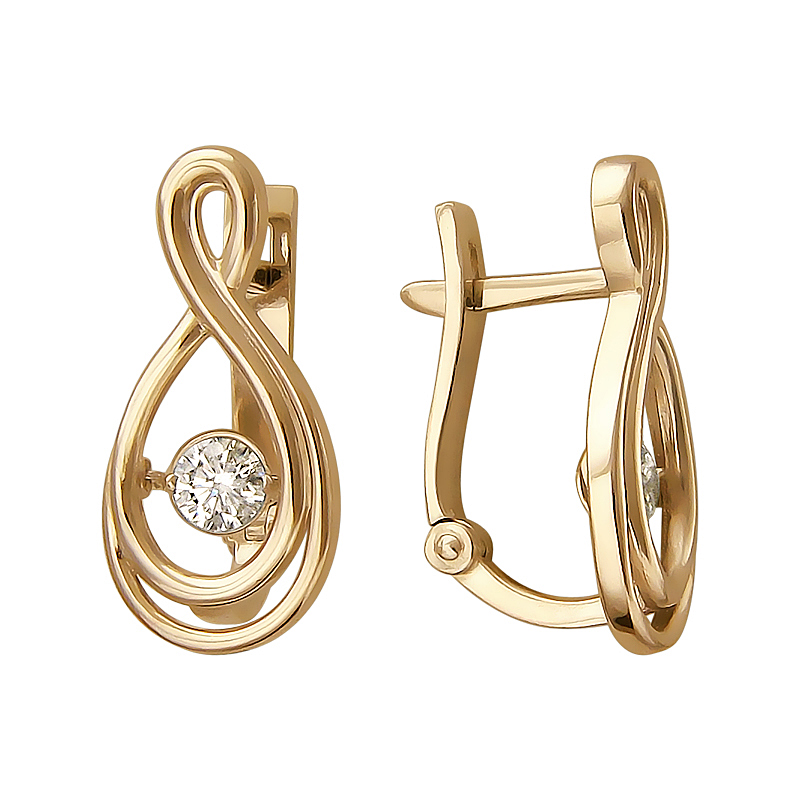 

Серьги из красного золота Эстет 01С117963, фианит, 01С117963