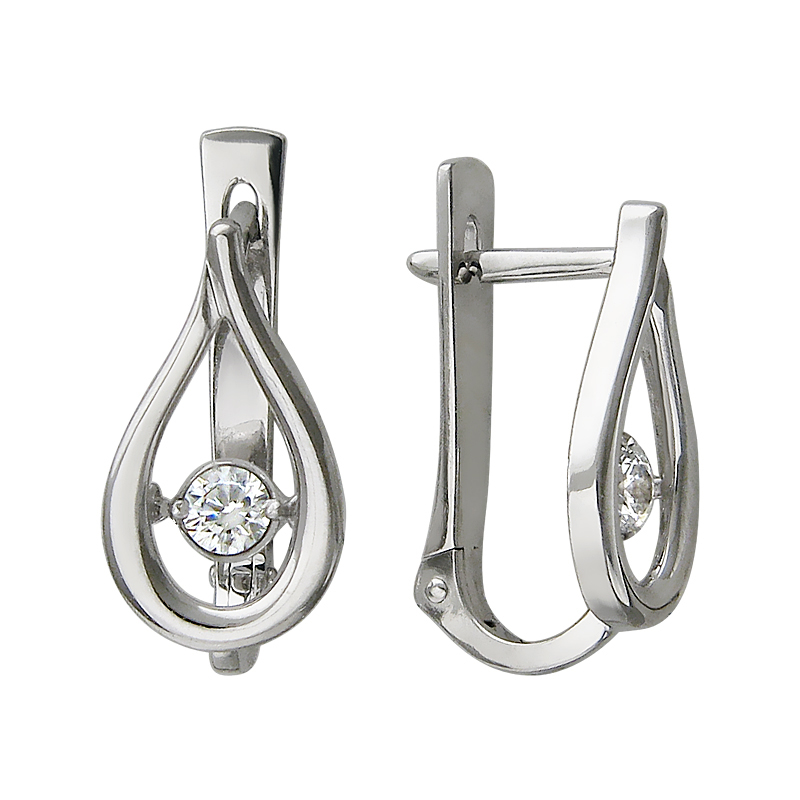

Серьги из белого золота с фианитом Эстет 01С127958, 01С127958