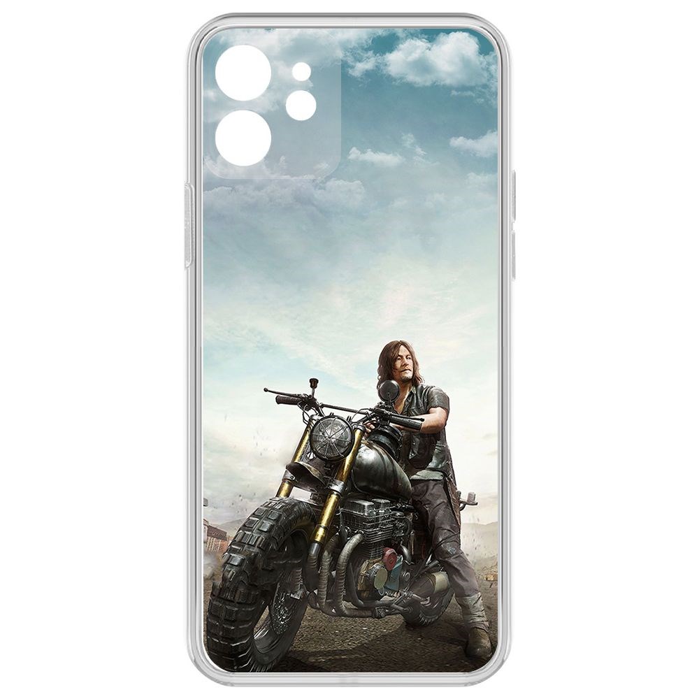 

Чехол-накладка Krutoff Clear Case Ходячие мертвецы, Дэрил для iPhone 12 с защитой камеры, Прозрачный