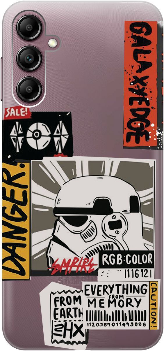 

Чехол на Samsung Galaxy A14 с 3D принтом "Stormtrooper Stickers" прозрачный, Прозрачный;белый, 158808