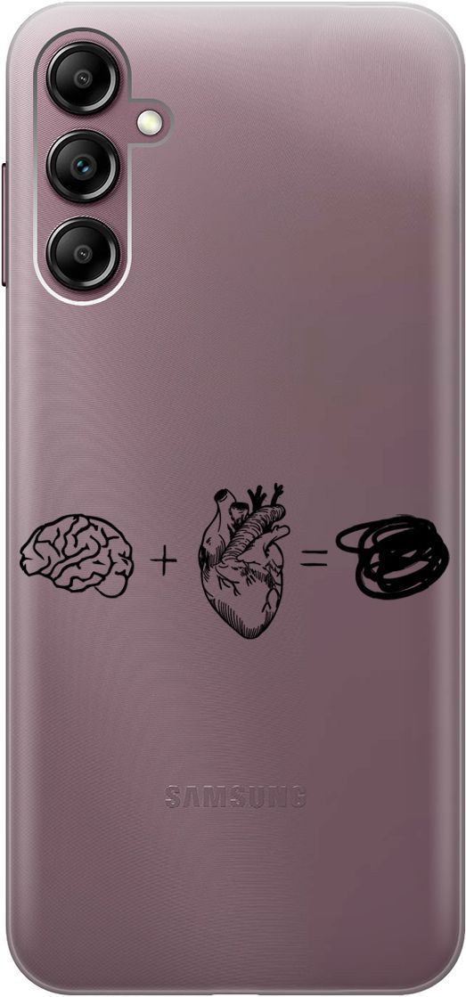 

Чехол на Samsung Galaxy A14 с 3D принтом "Brain Plus Heart" прозрачный, Прозрачный;черный, 158808