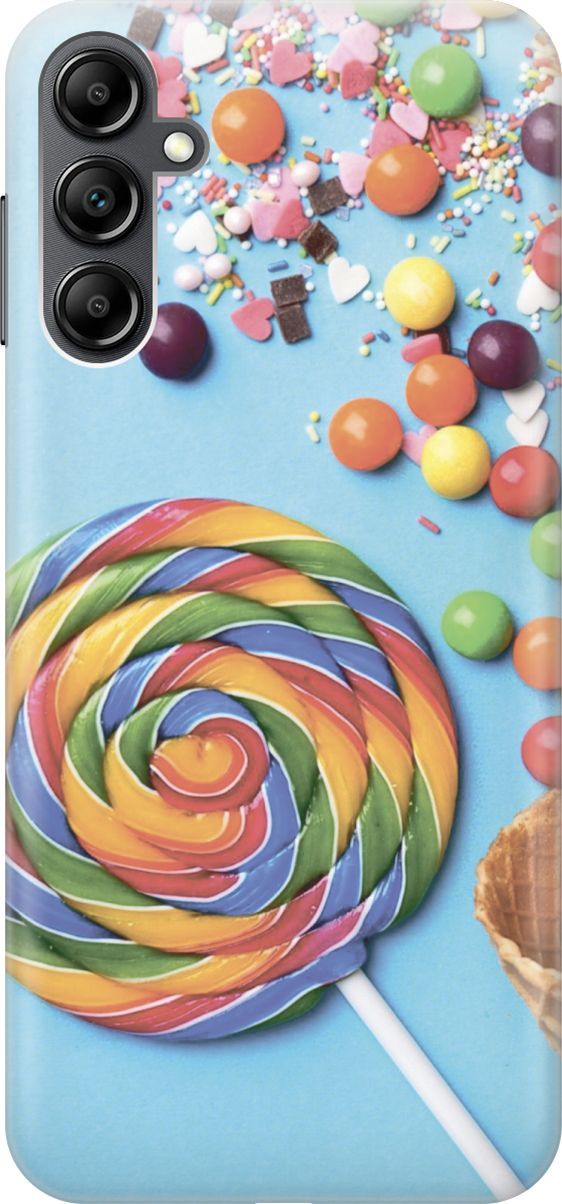 

Чехол на Samsung Galaxy A14 "Разноцветный леденец", Голубой;желтый, 158792