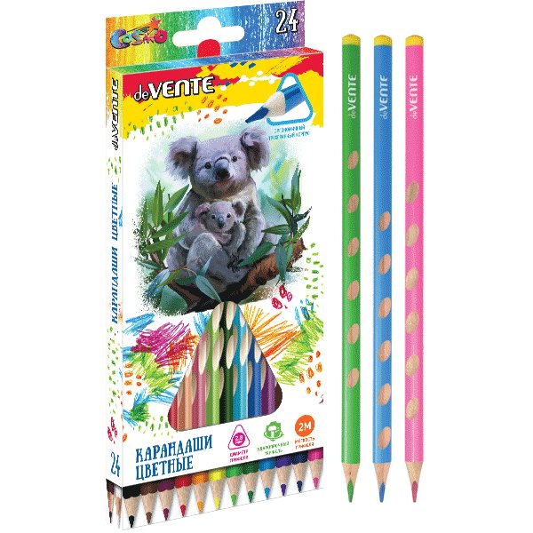 

Карандаши цветные deVente 2,8мм Cosmo Trio 2М 24шт, Разноцветные, 1580430
