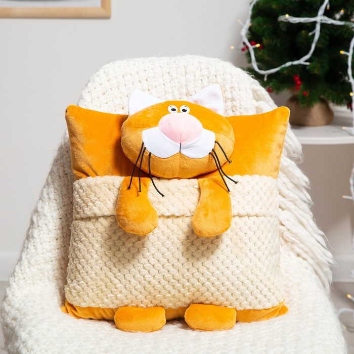 

Подушка-игрушка Кот-Соня 40х45см, плюш, холофайбер