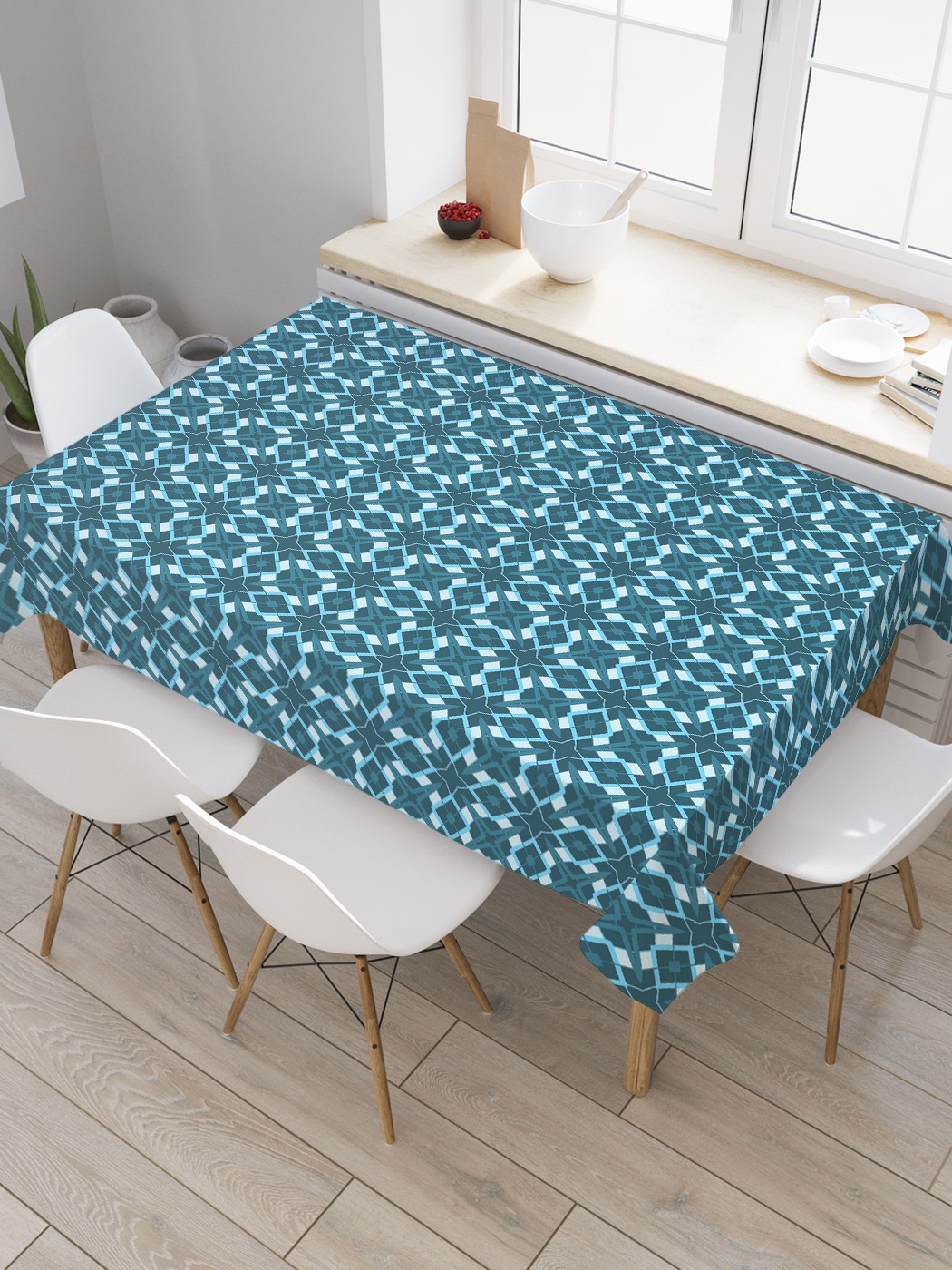 

Скатерть прямоугольная JoyArty "Узорная геометрия" из сатена, 180x145 см, Зеленый, Узорная геометрия