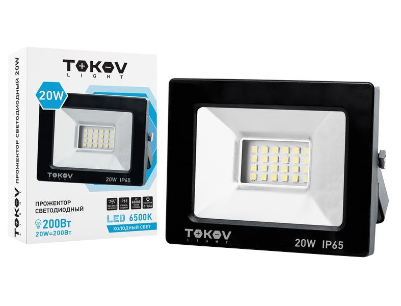 Прожектор светодиодный 20Вт 1300лм 6500К IP65 черн. TOKOV Light TKL-FL/LED-20-6.5K-IP65