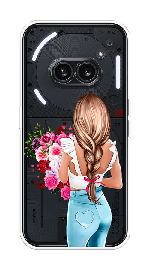 

Чехол на Nothing Phone 2a "Девушка с цветами", Коричневый;розовый;бирюзовый, 3300350-1