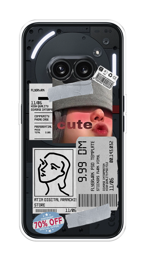 

Чехол на Nothing Phone 2a "Cute girl collage", Розовый;серый;голубой, 3300350-1