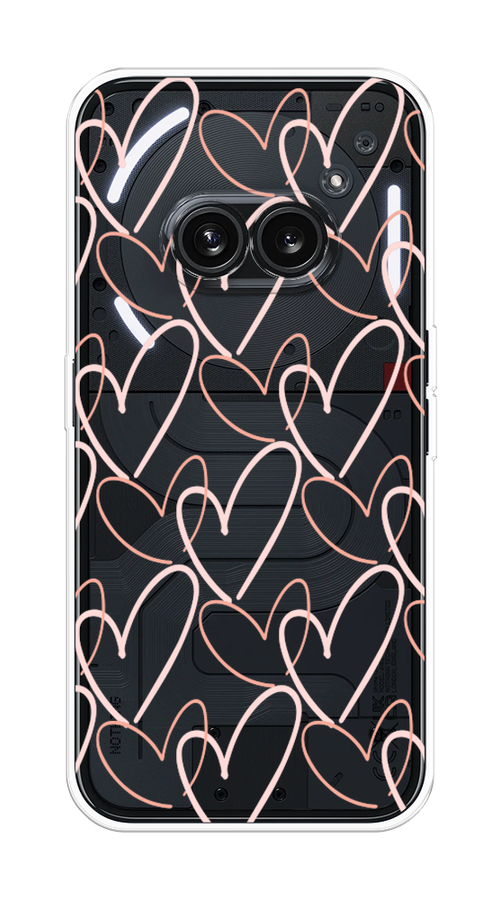 

Чехол на Nothing Phone 2a "Узор из сердечек", Розовый;бежевый, 3300350-1
