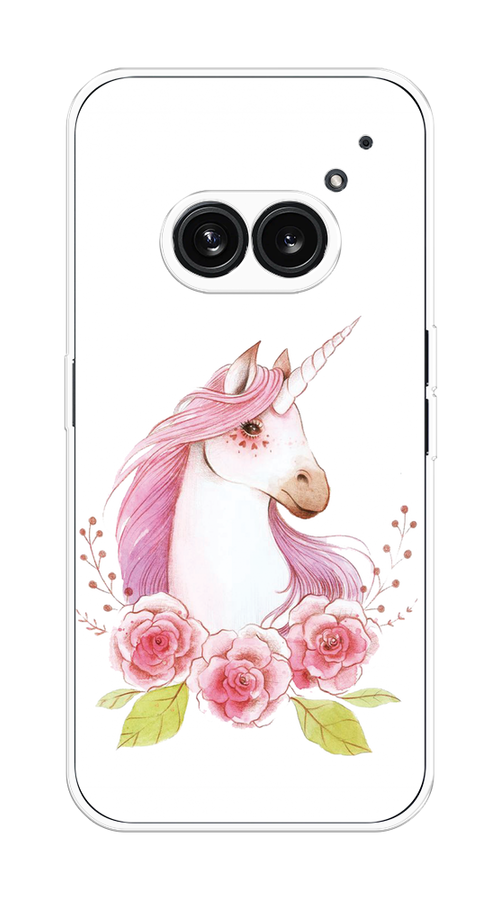 

Чехол на Nothing Phone 2a "Единорог цветы", Белый;розовый;серый, 3300350-1