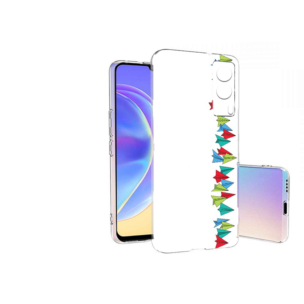 

Чехол MyPads Tocco для Vivo V21E самолетики из листочков (PT161736.380.593), Прозрачный, Tocco