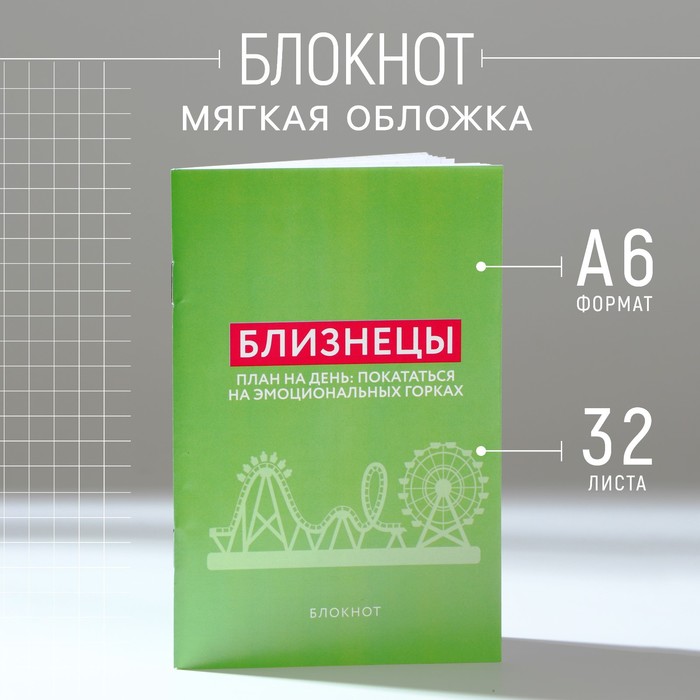 

Блокнот А6, 32 л в клетку «БЛИЗНЕЦЫ»