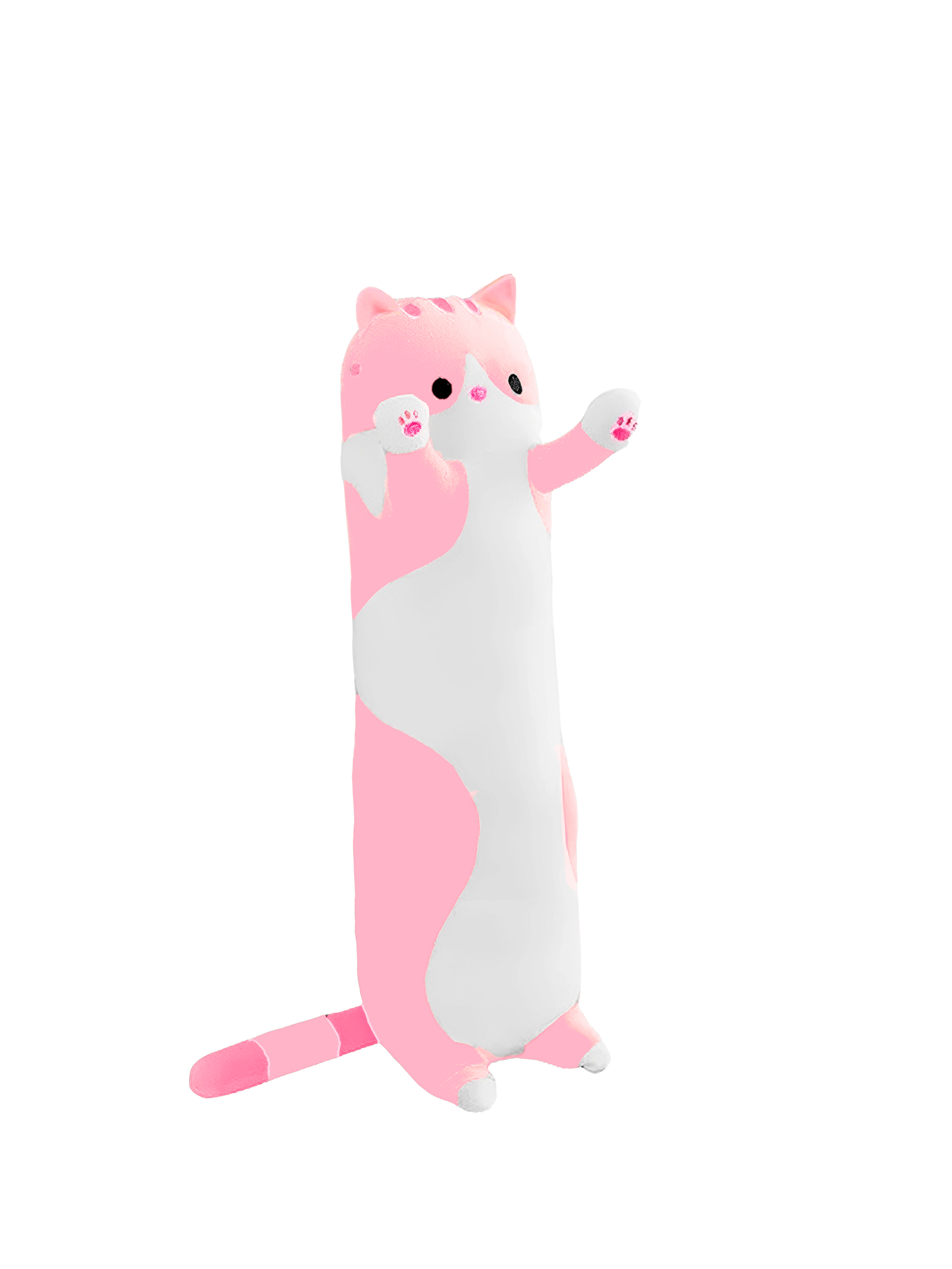 фото Мягкая игрушка market toys lab антистресс кот-батон-багет, 50 см, розовый
