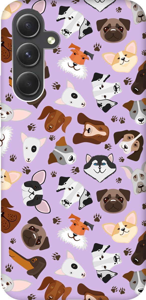 

Чехол на Samsung Galaxy A54 5G "Dogs Pattern" сиреневый, Фиолетовый;коричневый, 158788