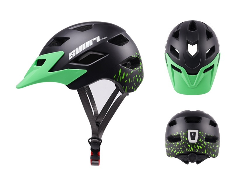 Детский велосипедный шлем SUNRIMOON TS-82 черный/зеленый