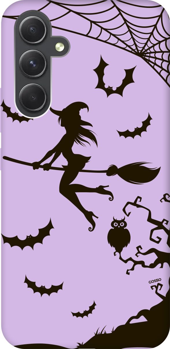

Чехол на Samsung Galaxy A54 5G "Witch on a Broomstick" сиреневый, Фиолетовый;черный, 158787