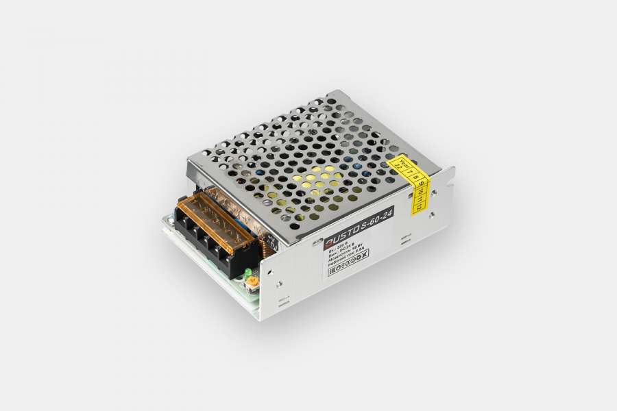 

Источник питания BUSTO S-60-24 IP20 металл, Серый, S-60-24