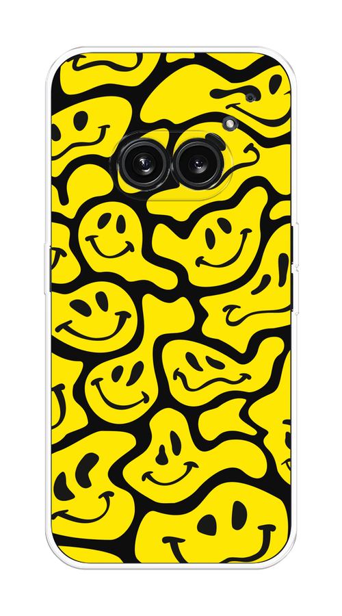 

Чехол на Nothing Phone 2a "Расплывчатые смайлики желтые", Черный;желтый, 3300350-1