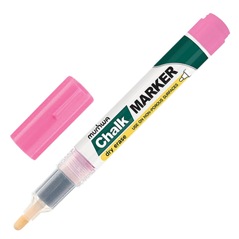 

Маркер меловой MUNHWA Chalk Marker, 3 мм, РОЗОВЫЙ, для гладких поверхностей, CM-10 - 3 шт