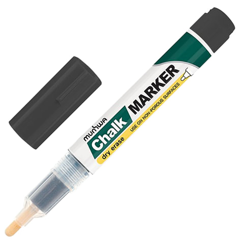 

Маркер меловой MUNHWA Chalk Marker, 3 мм, ЧЕРНЫЙ, для гладких поверхностей, CM-01 - 3 шт