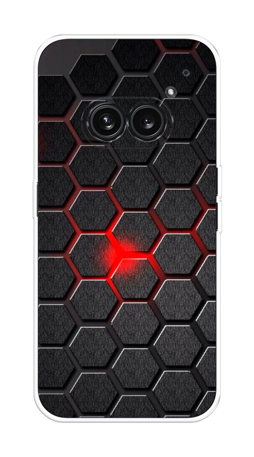 

Чехол на Nothing Phone 2a "Соты красные", Красный;черный;серый, 3300350-1