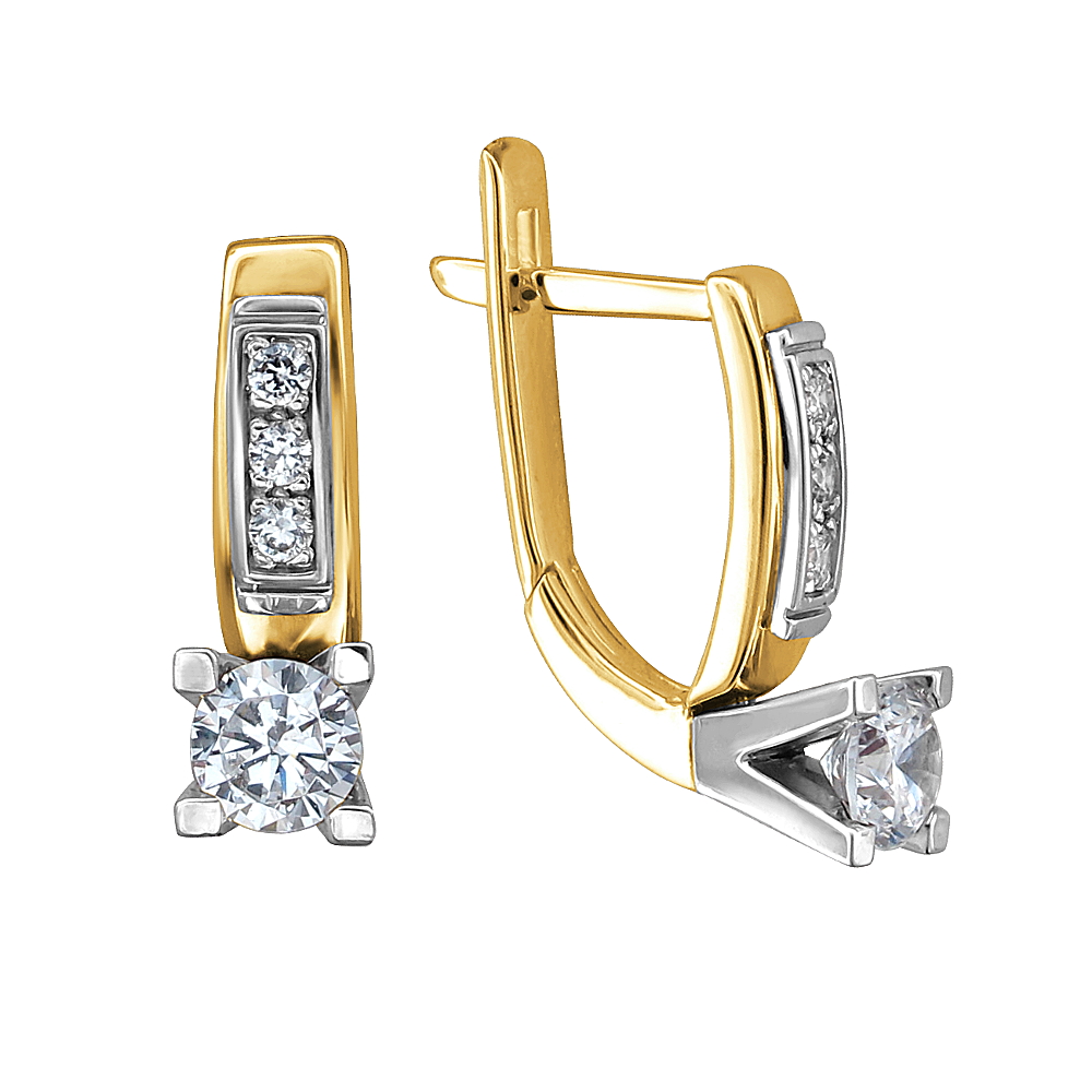 

Серьги из желтого золота с фианитом Эстет 01С1612814Ж, 01С1612814Ж