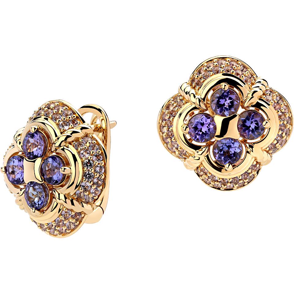 

Серьги из желтого золота с танзанитом Эстет 01С3313307-1, 01С3313307-1